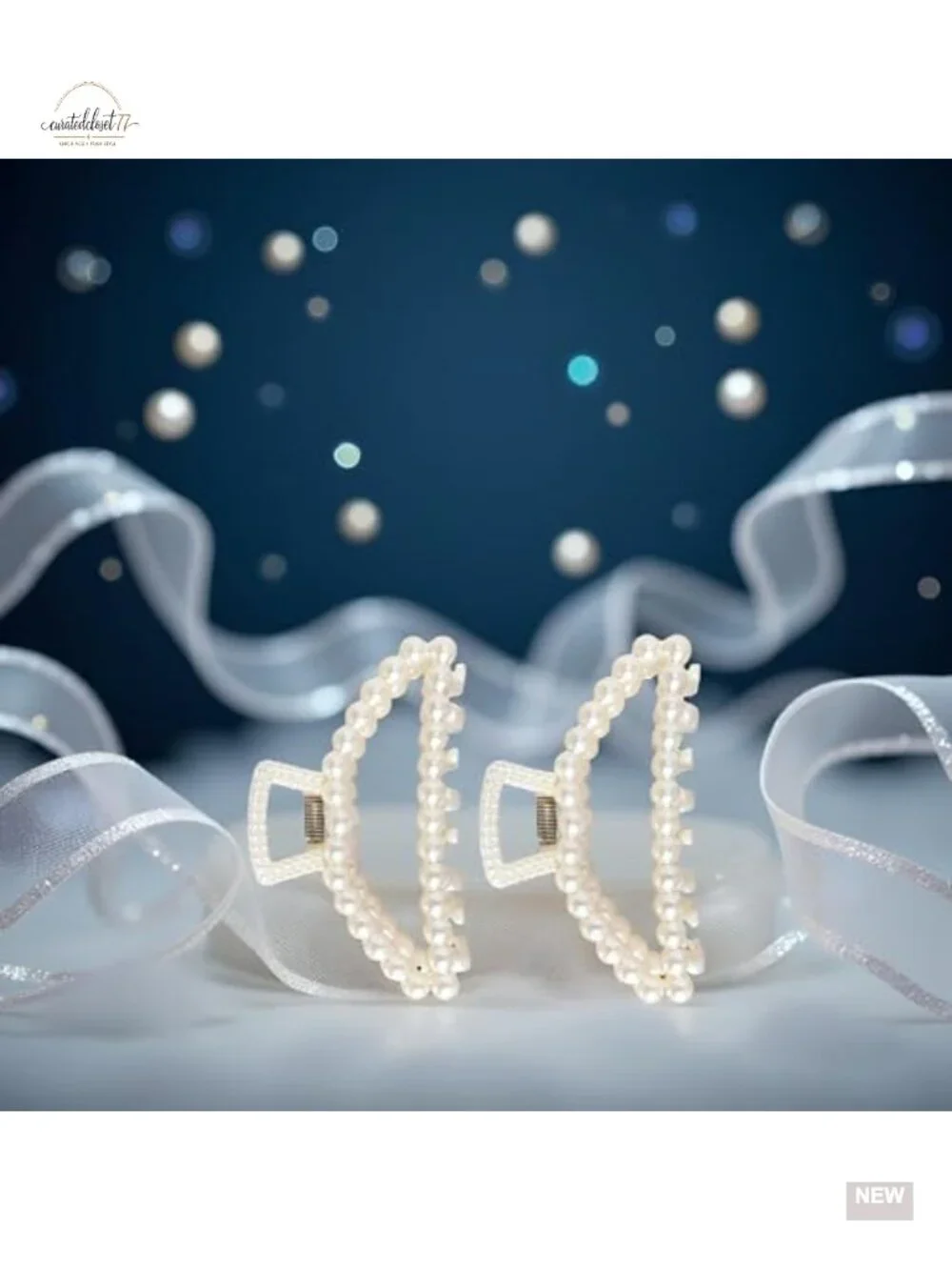 2 Pcs Large Faux Pearl Hair Claw Clips for Thick Hair